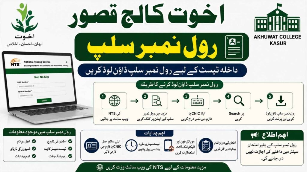 Akhuwat College Kasur Roll No Slip 2026