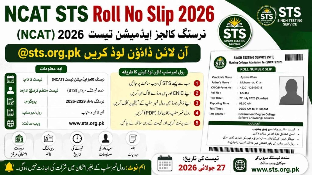 NCAT STS Roll No Slip 2026 Download