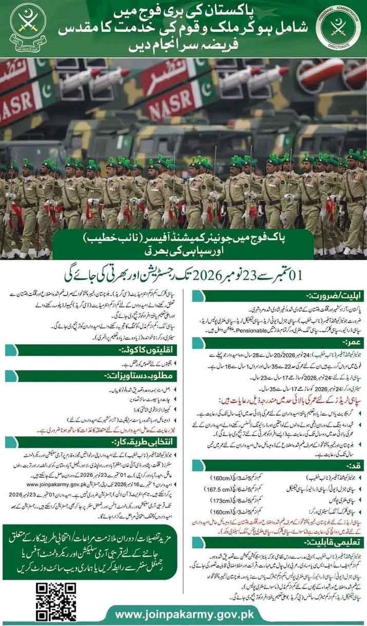 Join Pak Army Jobs Advertisement 2026