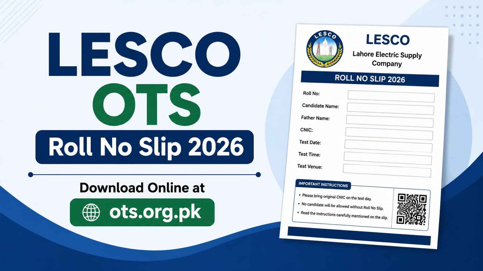LESCO OTS Roll No Slip 2026