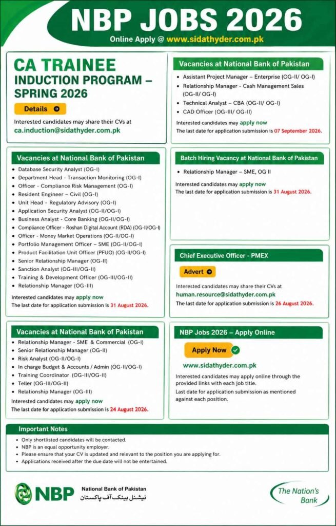 NBP Jobs Advertisement 2026