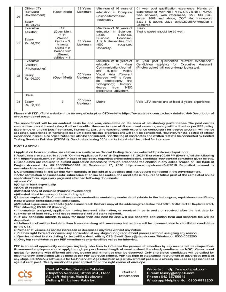 PEF Jobs 2026 Ad 3 