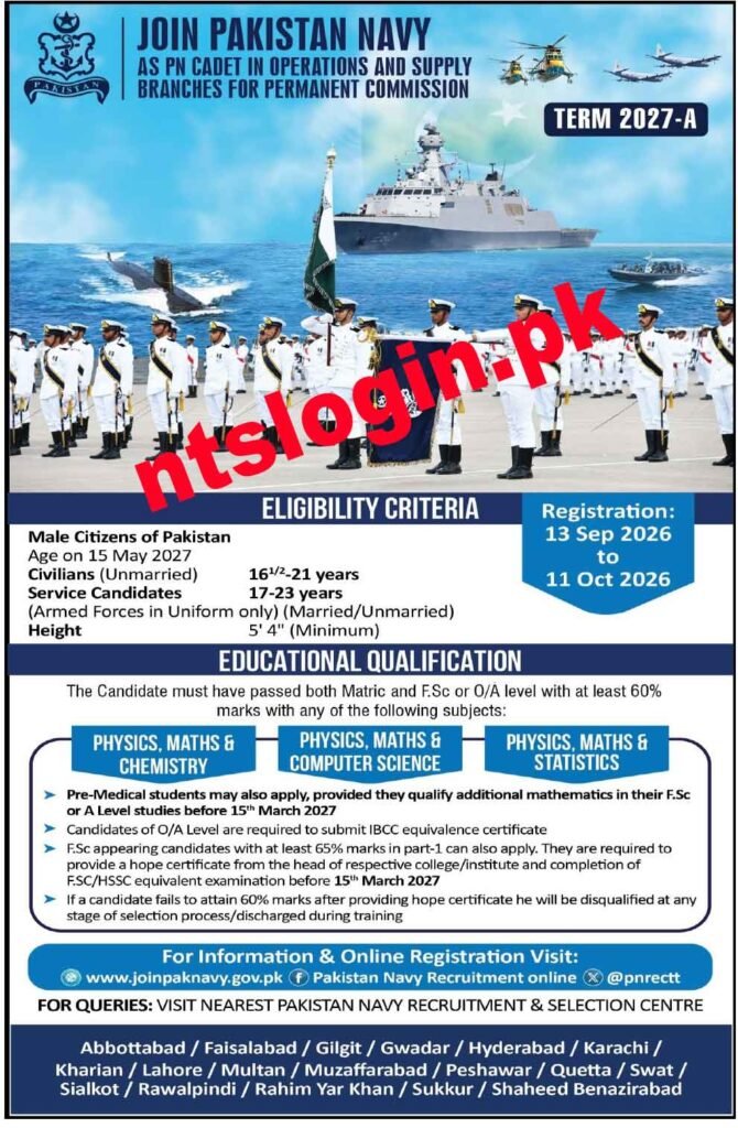 Join Pak Navy PN Cadet 2027 Registration