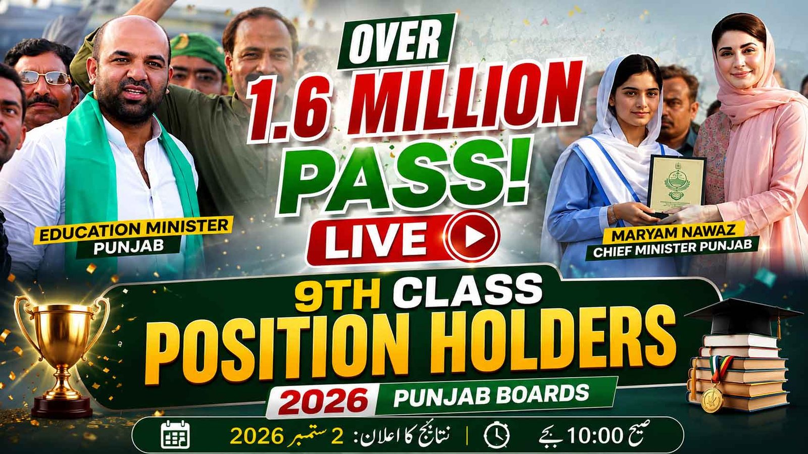 Over 1.6 Million Pass! Live 9th Class Position Holders 2026 Punjab Boards