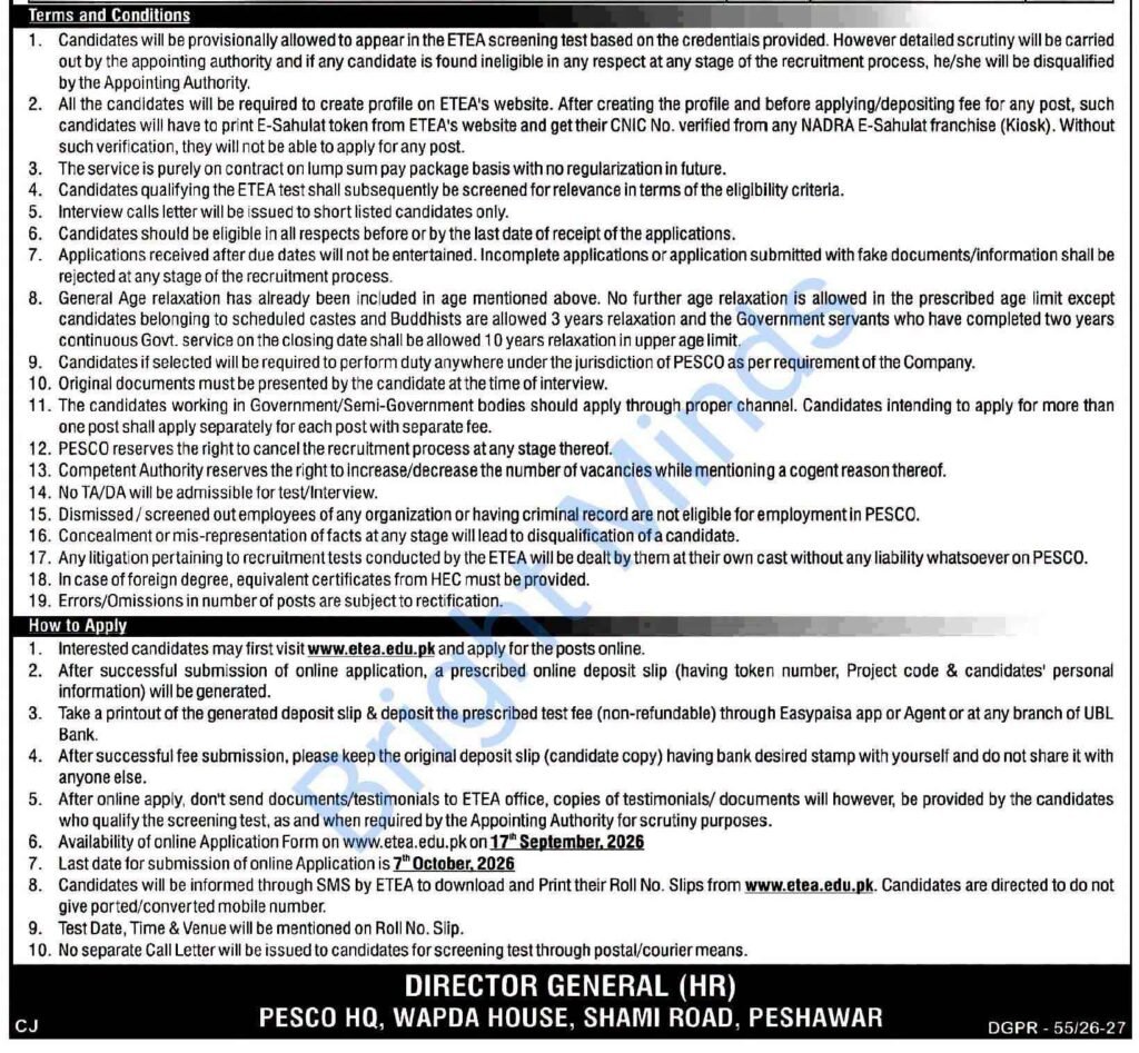 PESCO Jobs Advertisement