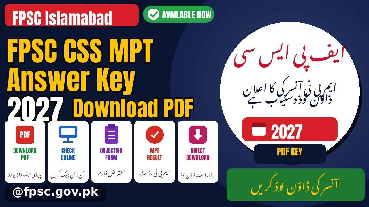 FPSC CSS MPT Answer Key 2027