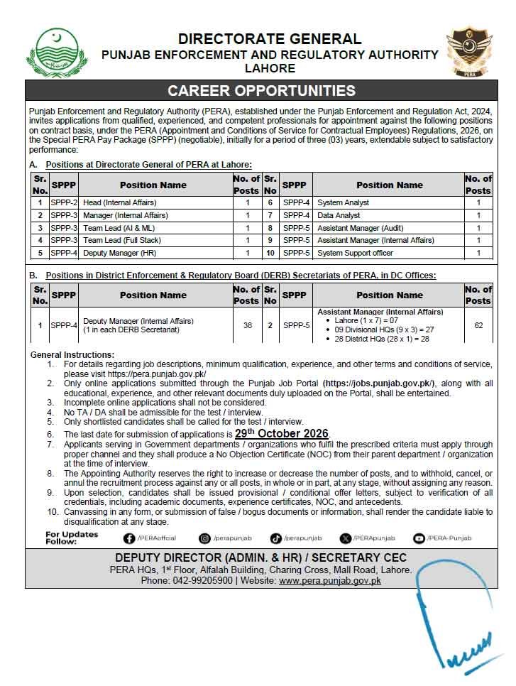 PERA Force Jobs Advertisement 2026
